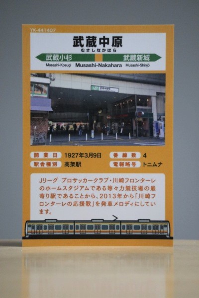 JR武蔵中原駅のカード（裏面）