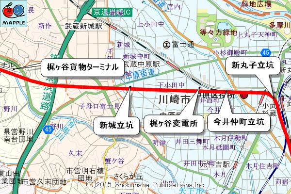 中原区付近の武蔵野南線地上施設マップ