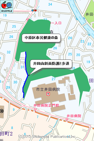 井田山斜面防護と歩道マップ
