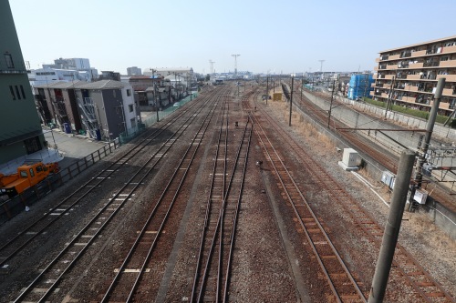 小島新田駅前の陸橋からの風景